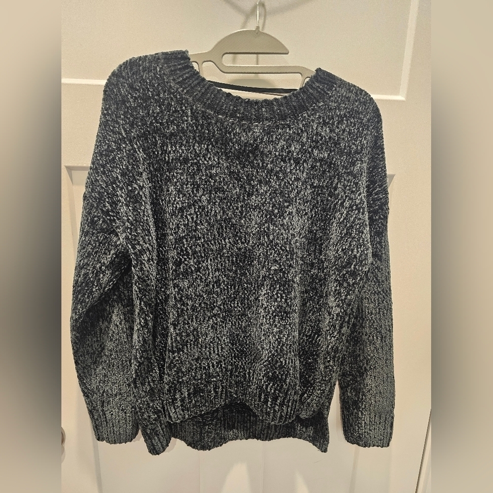 Cupio Chenille Sweater Black Plush Soft Cozy Knit Pullover Women’s M